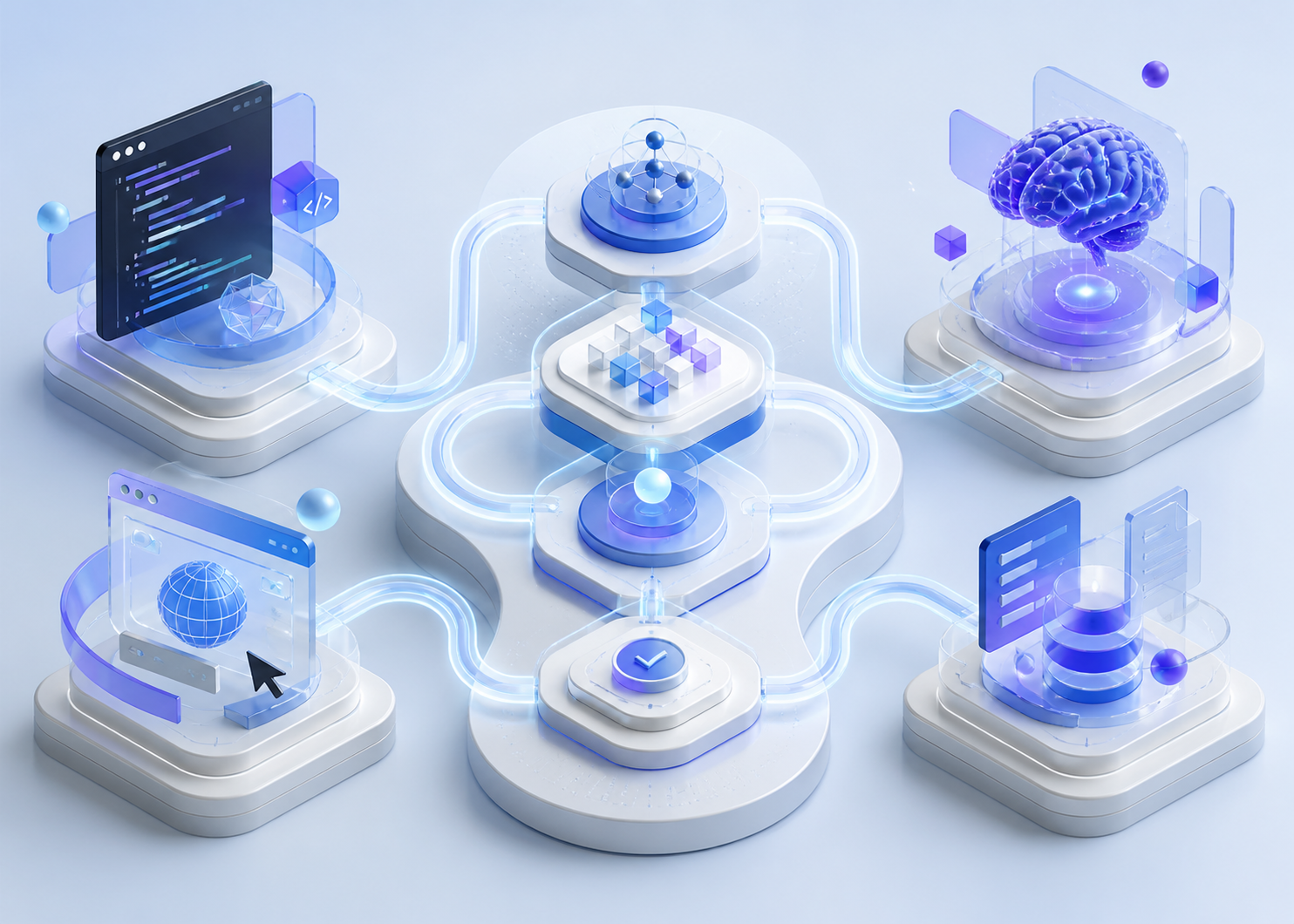 AI 模型選型概念與決策流程示意圖（AI 生成）